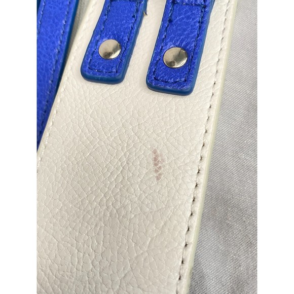 New York & Company Elastic Cinch Belt White & Blue Double Buckle Size M/L - Picture 5 of 6